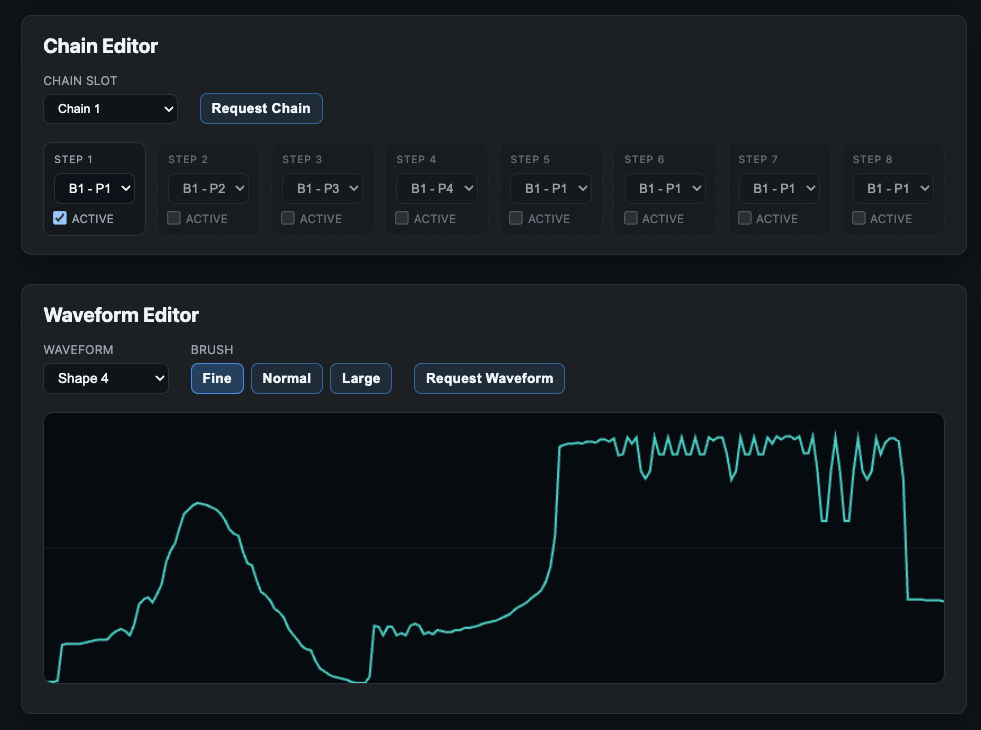 acid8 MKII waveform drawer and chain editor