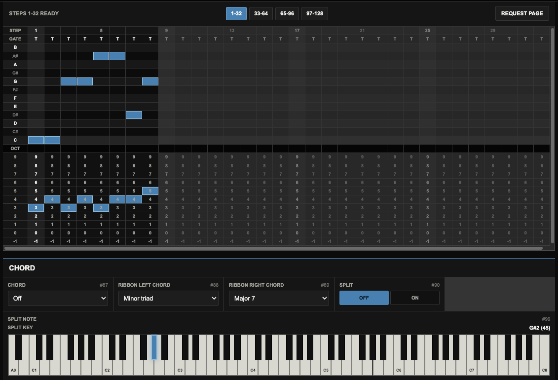 TWISTfm browser editor sequencer and chord settings
